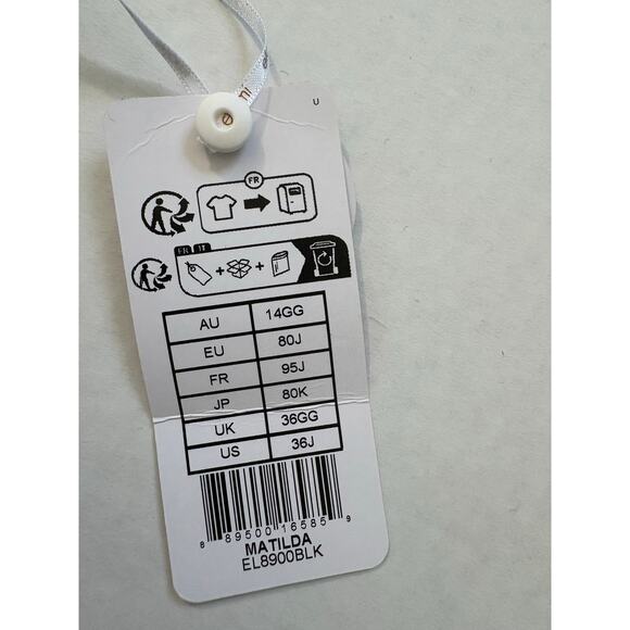 Elomi Women's Matilda Underwire Plunge Bra Black Size 36J Unpadded Side Support - Picture 5 of 7